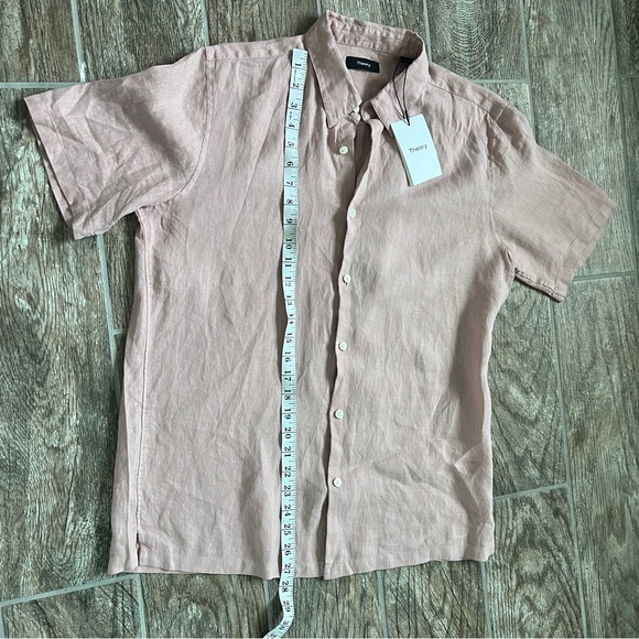NWT! Theory Irving Short Sleeve 100% Linen Shirt, Men’s Size M. Blush Color - Picture 7 of 8